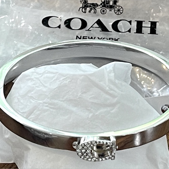 COACH Pave Signature Hinged Bangle Bracelet, no tag. - Picture 3 of 4